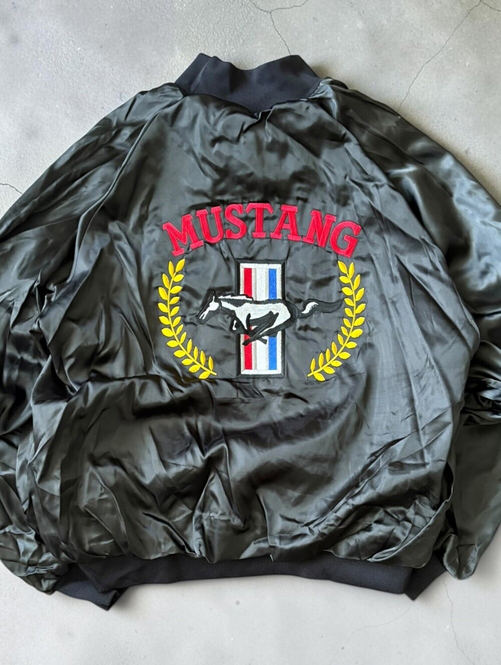Vintage 1990s Mustang Racing Satin Bomber jacket Mens Large American F1 Racer